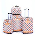 3pcs + Lady Bag Pink Aluminum Trolley Luggage